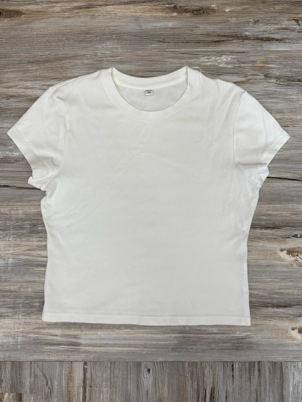 Uniqlo Mini T-Shirt Women’s M White Solid Crew Neck Short Sleeve Cotton Spandex
